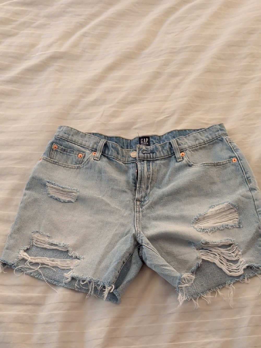 GAP Light Wash Distressed Denim Cutoff Shorts